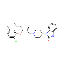 CCC[C@@H](Oc1cc(C)ccc1Cl)[C@@H](O)CN1CCC(n2c(=O)[nH]c3ccccc32)CC1 ZINC000028355895