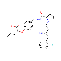 CCC[C@@H](Oc1ccc(CNC(=O)[C@@H]2CCCN2C(=O)C[C@@H](N)Cc2ccccc2F)cc1)C(=O)O ZINC000028384555