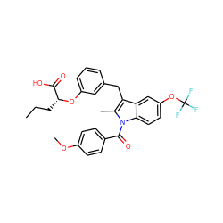 CCC[C@@H](Oc1cccc(Cc2c(C)n(C(=O)c3ccc(OC)cc3)c3ccc(OC(F)(F)F)cc23)c1)C(=O)O ZINC000028133467