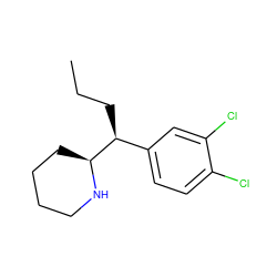 CCC[C@@H](c1ccc(Cl)c(Cl)c1)[C@@H]1CCCCN1 ZINC000035090482