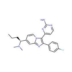 CCC[C@@H](c1ccn2c(-c3ccnc(N)n3)c(-c3ccc(F)cc3)nc2c1)N(C)C ZINC000040972956