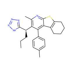 CCC[C@@H](c1nnn[nH]1)c1c(C)nc2sc3c(c2c1-c1ccc(C)cc1)CCCC3 ZINC000113190224