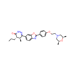 CCC[C@@H]1C(=O)NN=C(c2ccc3nc(-c4ccc(OCCN5C[C@H](C)O[C@H](C)C5)cc4)oc3c2)[C@H]1C ZINC000145777069