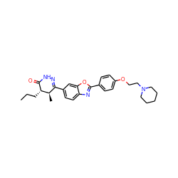 CCC[C@@H]1C(=O)NN=C(c2ccc3nc(-c4ccc(OCCN5CCCCC5)cc4)oc3c2)[C@H]1C ZINC000145838966