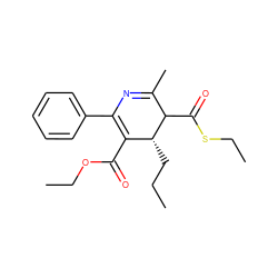 CCC[C@@H]1C(C(=O)OCC)=C(c2ccccc2)N=C(C)C1C(=O)SCC ZINC000100038015