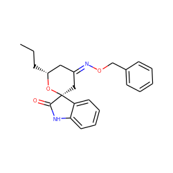 CCC[C@@H]1C/C(=N/OCc2ccccc2)C[C@@]2(O1)C(=O)Nc1ccccc12 ZINC001772575285