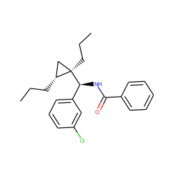 CCC[C@@H]1C[C@@]1(CCC)[C@@H](NC(=O)c1ccccc1)c1cccc(Cl)c1 ZINC000005978993