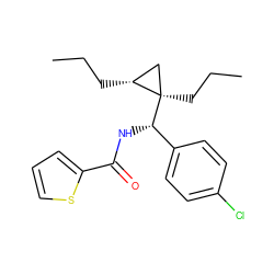 CCC[C@@H]1C[C@@]1(CCC)[C@@H](NC(=O)c1cccs1)c1ccc(Cl)cc1 ZINC000005978992