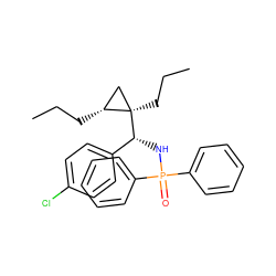 CCC[C@@H]1C[C@@]1(CCC)[C@H](NP(=O)(c1ccccc1)c1ccccc1)c1ccc(Cl)cc1 ZINC000049881803