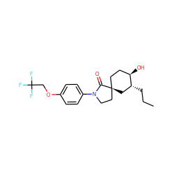 CCC[C@@H]1C[C@@]2(CC[C@H]1O)CCN(c1ccc(OCC(F)(F)F)cc1)C2=O ZINC000169702040