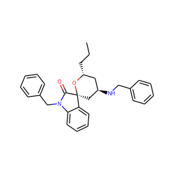 CCC[C@@H]1C[C@@H](NCc2ccccc2)C[C@@]2(O1)C(=O)N(Cc1ccccc1)c1ccccc12 ZINC001772575323