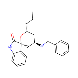 CCC[C@@H]1C[C@@H](NCc2ccccc2)C[C@@]2(O1)C(=O)Nc1ccccc12 ZINC000207486290