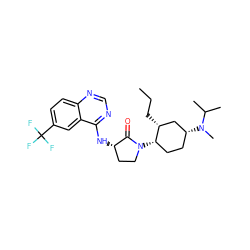 CCC[C@@H]1C[C@H](N(C)C(C)C)CC[C@@H]1N1CC[C@H](Nc2ncnc3ccc(C(F)(F)F)cc23)C1=O ZINC000165497998