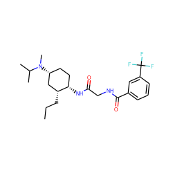 CCC[C@@H]1C[C@H](N(C)C(C)C)CC[C@@H]1NC(=O)CNC(=O)c1cccc(C(F)(F)F)c1 ZINC000150174428