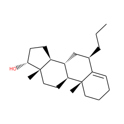 CCC[C@@H]1C[C@H]2[C@@H]3CC[C@@H](O)[C@@]3(C)CC[C@@H]2[C@@]2(C)CCCC=C12 ZINC000014946942