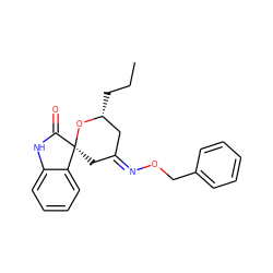 CCC[C@@H]1CC(=NOCc2ccccc2)C[C@@]2(O1)C(=O)Nc1ccccc12 ZINC001772629197