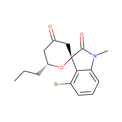 CCC[C@@H]1CC(=O)C[C@@]2(O1)C(=O)N(C)c1cccc(Br)c12 ZINC001772593283