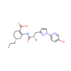 CCC[C@@H]1CCC(C(=O)O)=C(NC(=O)[C@@H](C)Cc2ccn(-c3ccc(O)cn3)n2)C1 ZINC000049034603