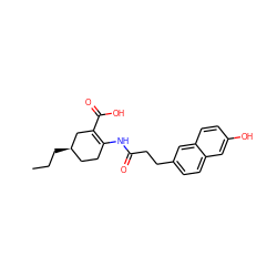 CCC[C@@H]1CCC(NC(=O)CCc2ccc3cc(O)ccc3c2)=C(C(=O)O)C1 ZINC000049055198