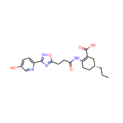 CCC[C@@H]1CCC(NC(=O)CCc2nc(-c3ccc(O)cn3)no2)=C(C(=O)O)C1 ZINC000049035323