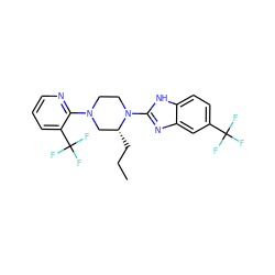 CCC[C@@H]1CN(c2ncccc2C(F)(F)F)CCN1c1nc2cc(C(F)(F)F)ccc2[nH]1 ZINC000038157631