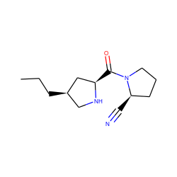 CCC[C@@H]1CN[C@H](C(=O)N2CCC[C@H]2C#N)C1 ZINC000028714231