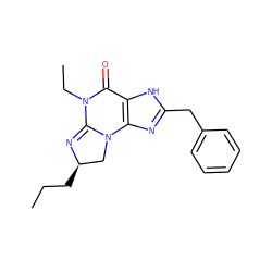 CCC[C@@H]1CN2C(=N1)N(CC)C(=O)c1[nH]c(Cc3ccccc3)nc12 ZINC000028523782