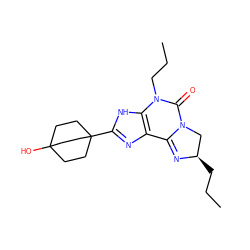 CCC[C@@H]1CN2C(=O)N(CCC)c3[nH]c(C45CCC(O)(CC4)CC5)nc3C2=N1 ZINC000036273987