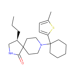 CCC[C@@H]1CNC(=O)C12CCN(C1(c3ccc(C)s3)CCCCC1)CC2 ZINC000038147579