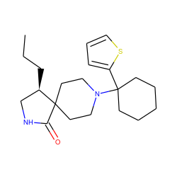 CCC[C@@H]1CNC(=O)C12CCN(C1(c3cccs3)CCCCC1)CC2 ZINC000038147577