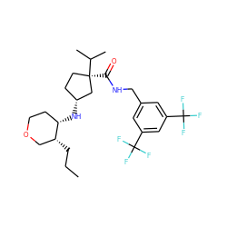 CCC[C@@H]1COCC[C@@H]1N[C@@H]1CC[C@@](C(=O)NCc2cc(C(F)(F)F)cc(C(F)(F)F)c2)(C(C)C)C1 ZINC000040954195