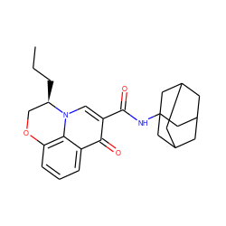 CCC[C@@H]1COc2cccc3c(=O)c(C(=O)NC45CC6CC(CC(C6)C4)C5)cn1c23 ZINC000095556443