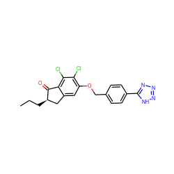 CCC[C@@H]1Cc2cc(OCc3ccc(-c4nnn[nH]4)cc3)c(Cl)c(Cl)c2C1=O ZINC000028344138