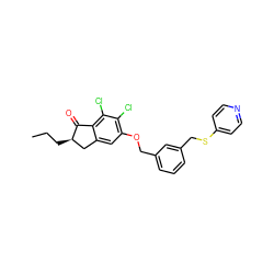 CCC[C@@H]1Cc2cc(OCc3cccc(CSc4ccncc4)c3)c(Cl)c(Cl)c2C1=O ZINC000006744956