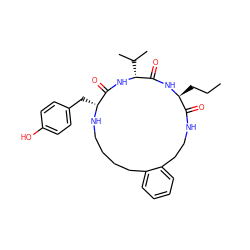 CCC[C@@H]1NC(=O)[C@@H](C(C)C)NC(=O)[C@@H](Cc2ccc(O)cc2)NCCCCc2ccccc2CCNC1=O ZINC000036160701