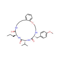 CCC[C@@H]1NC(=O)[C@@H](C(C)C)NC(=O)[C@@H](Cc2ccc(OC)cc2)NCCOc2ccccc2CCCNC1=O ZINC000014210459