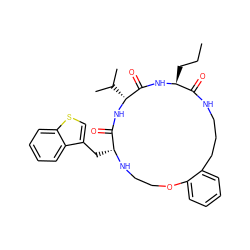 CCC[C@@H]1NC(=O)[C@@H](C(C)C)NC(=O)[C@@H](Cc2csc3ccccc23)NCCOc2ccccc2CCCNC1=O ZINC000014210461