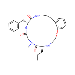 CCC[C@@H]1NCCOc2ccccc2CCCNC(=O)[C@@H](Cc2ccccc2)NC(=O)CN(C)C1=O ZINC000073161431