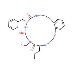 CCC[C@@H]1NCCOc2ccccc2CCCNC(=O)[C@@H](Cc2ccccc2)NC(=O)CN(CC)C1=O ZINC001772627144