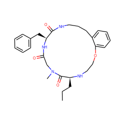 CCC[C@@H]1NCCOc2ccccc2CCCNC(=O)[C@H](Cc2ccccc2)NC(=O)CN(C)C1=O ZINC000073161437