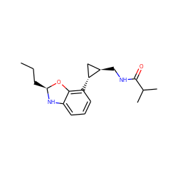 CCC[C@@H]1Nc2cccc([C@@H]3C[C@H]3CNC(=O)C(C)C)c2O1 ZINC000028222270