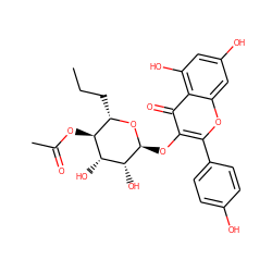 CCC[C@@H]1O[C@@H](Oc2c(-c3ccc(O)cc3)oc3cc(O)cc(O)c3c2=O)[C@H](O)[C@H](O)[C@H]1OC(C)=O ZINC000095583844