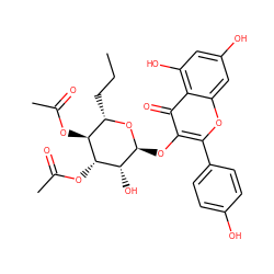 CCC[C@@H]1O[C@@H](Oc2c(-c3ccc(O)cc3)oc3cc(O)cc(O)c3c2=O)[C@H](O)[C@H](OC(C)=O)[C@H]1OC(C)=O ZINC000095582689