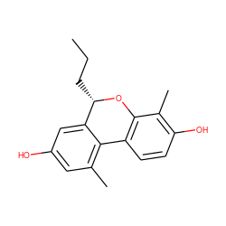 CCC[C@@H]1Oc2c(ccc(O)c2C)-c2c(C)cc(O)cc21 ZINC000028571347