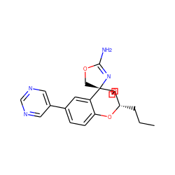 CCC[C@@H]1Oc2ccc(-c3cncnc3)cc2[C@@]2(COC(N)=N2)C12COC2 ZINC000149319279