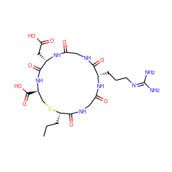 CCC[C@@H]1SC[C@@H](C(=O)O)NC(=O)[C@H](CC(=O)O)NC(=O)CNC(=O)[C@H](CCCN=C(N)N)NC(=O)CNC1=O ZINC000026172148