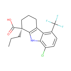 CCC[C@]1(C(=O)O)CCCc2c1[nH]c1c(Cl)ccc(C(F)(F)F)c21 ZINC000035966462