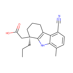 CCC[C@]1(CC(=O)O)CCCc2c1[nH]c1c(C)ccc(C#N)c21 ZINC000000017374