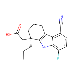 CCC[C@]1(CC(=O)O)CCCc2c1[nH]c1c(F)ccc(C#N)c21 ZINC000000017372