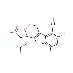 CCC[C@]1(CC(=O)O)OCCc2c1sc1c(C)cc(F)c(C#N)c21 ZINC000013980182